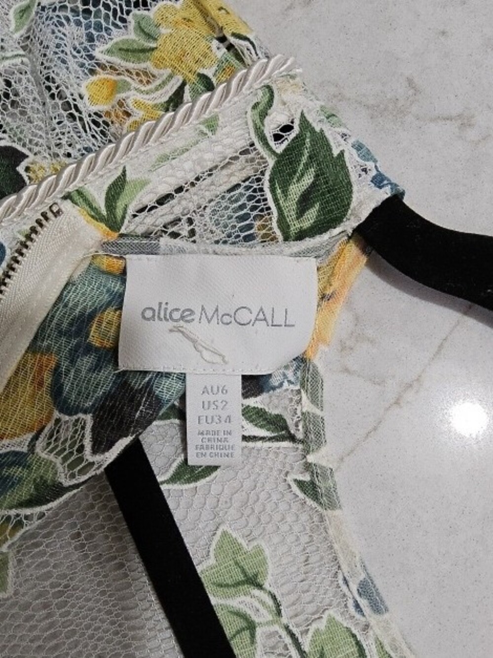 Alice McCall Yellow & Green Floral Lace Mini Dress - Picture 2 of 2